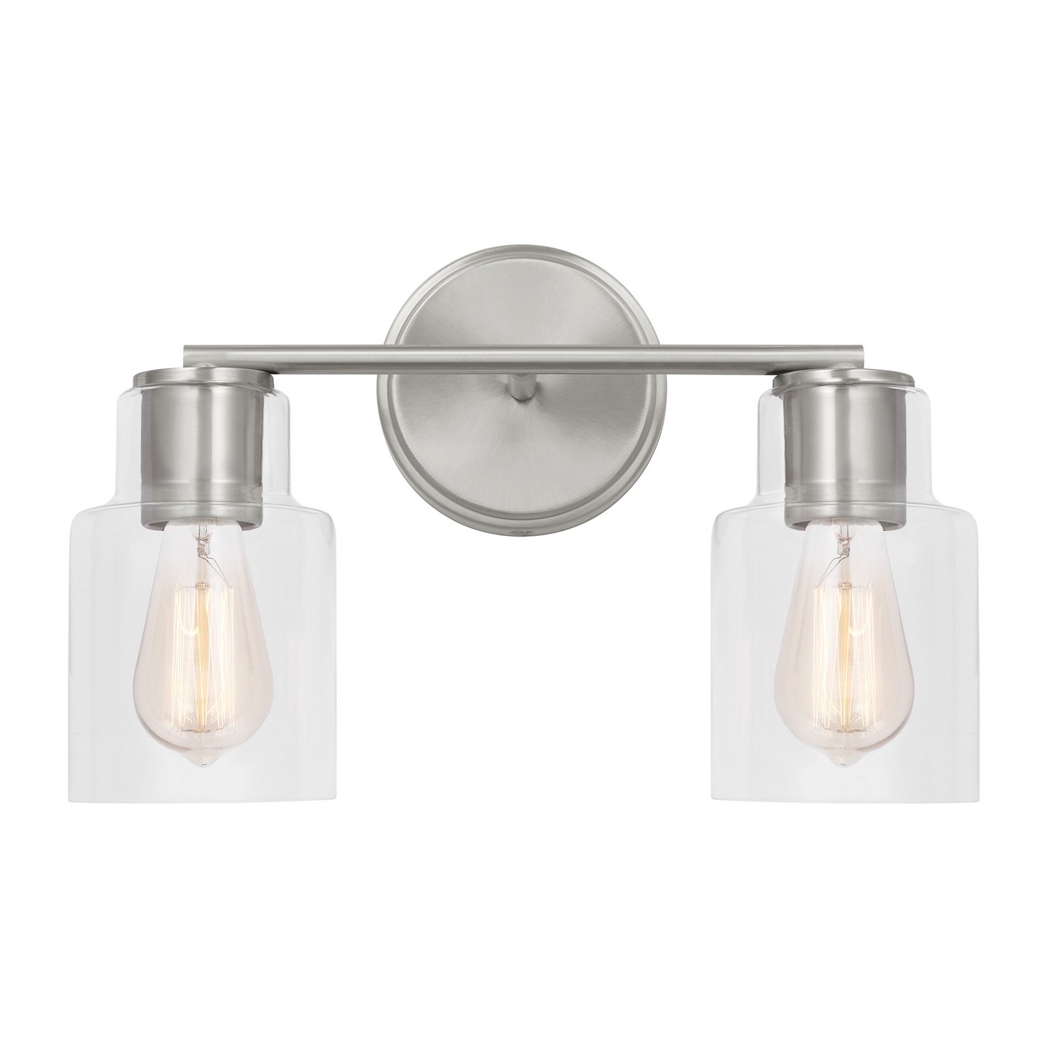 Brushed Steel Two Light Bath from the Sayward Collection