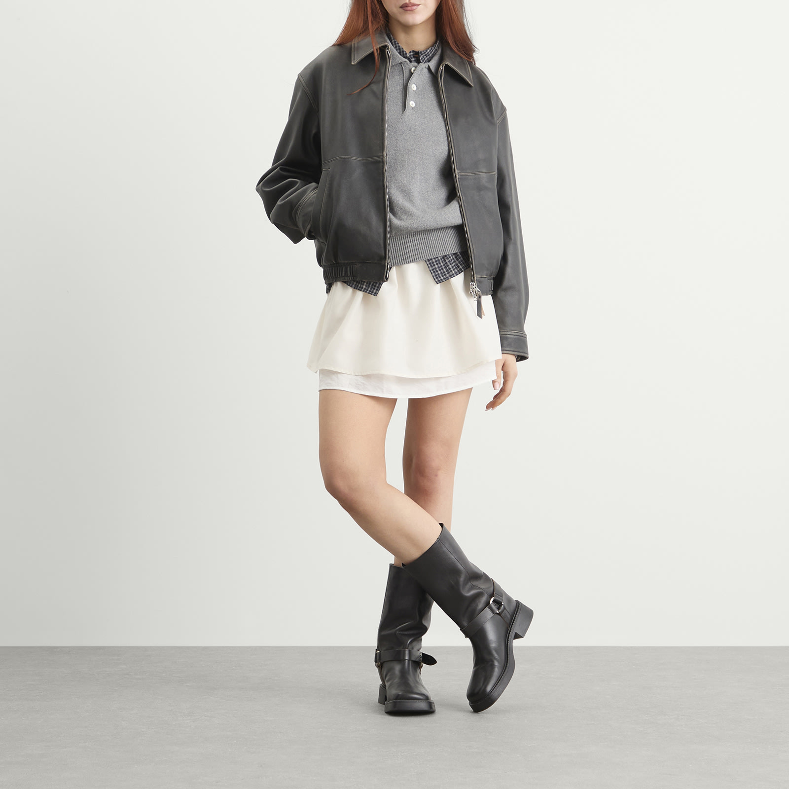 Women's Drizzler Leather Jacket in Brushed Black