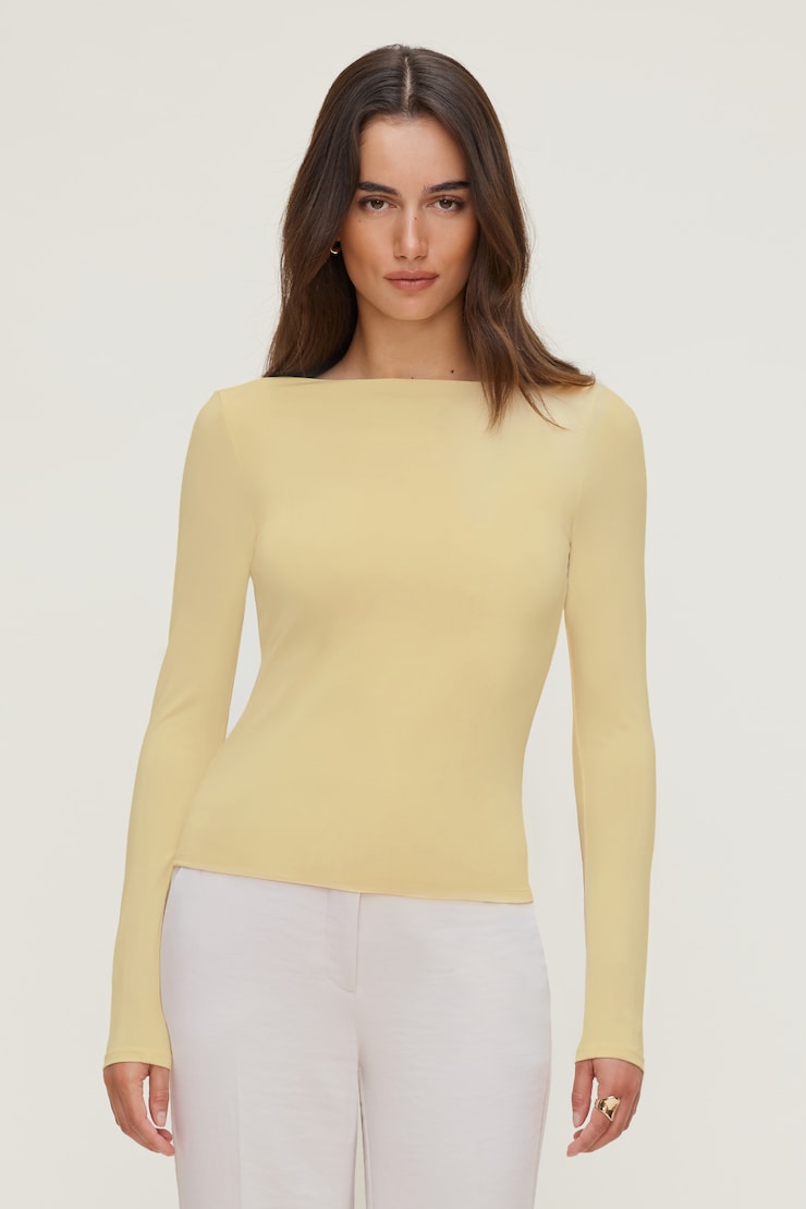 Nola Sculpt Long Sleeve Top - Yellow - Women Clothing