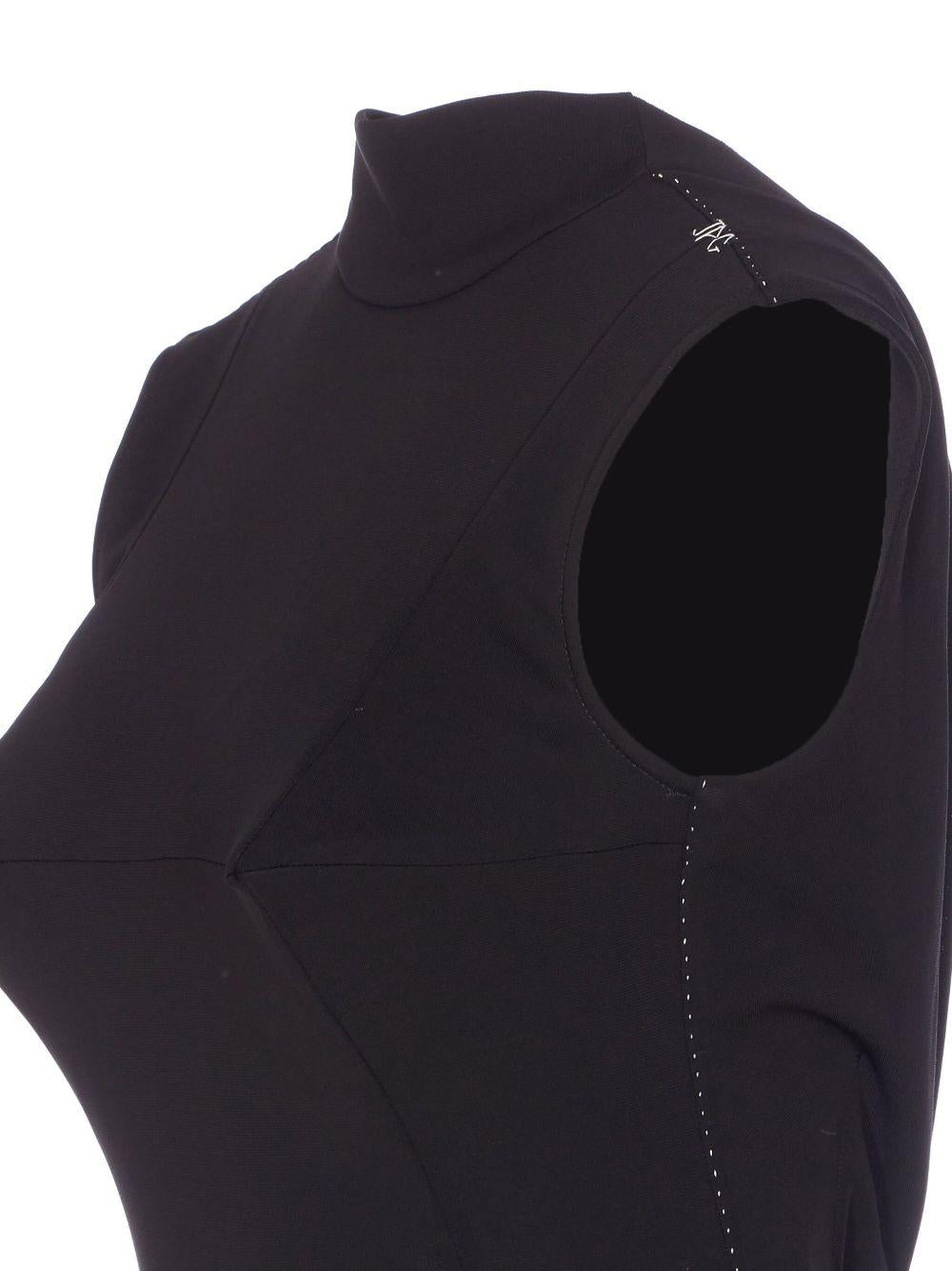 Viscose Stand-Collar Bodysuit — Black