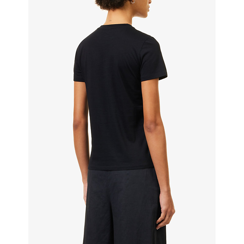 Womens Coastal Blue Essential Round-neck Cotton-jersey T-shirt L