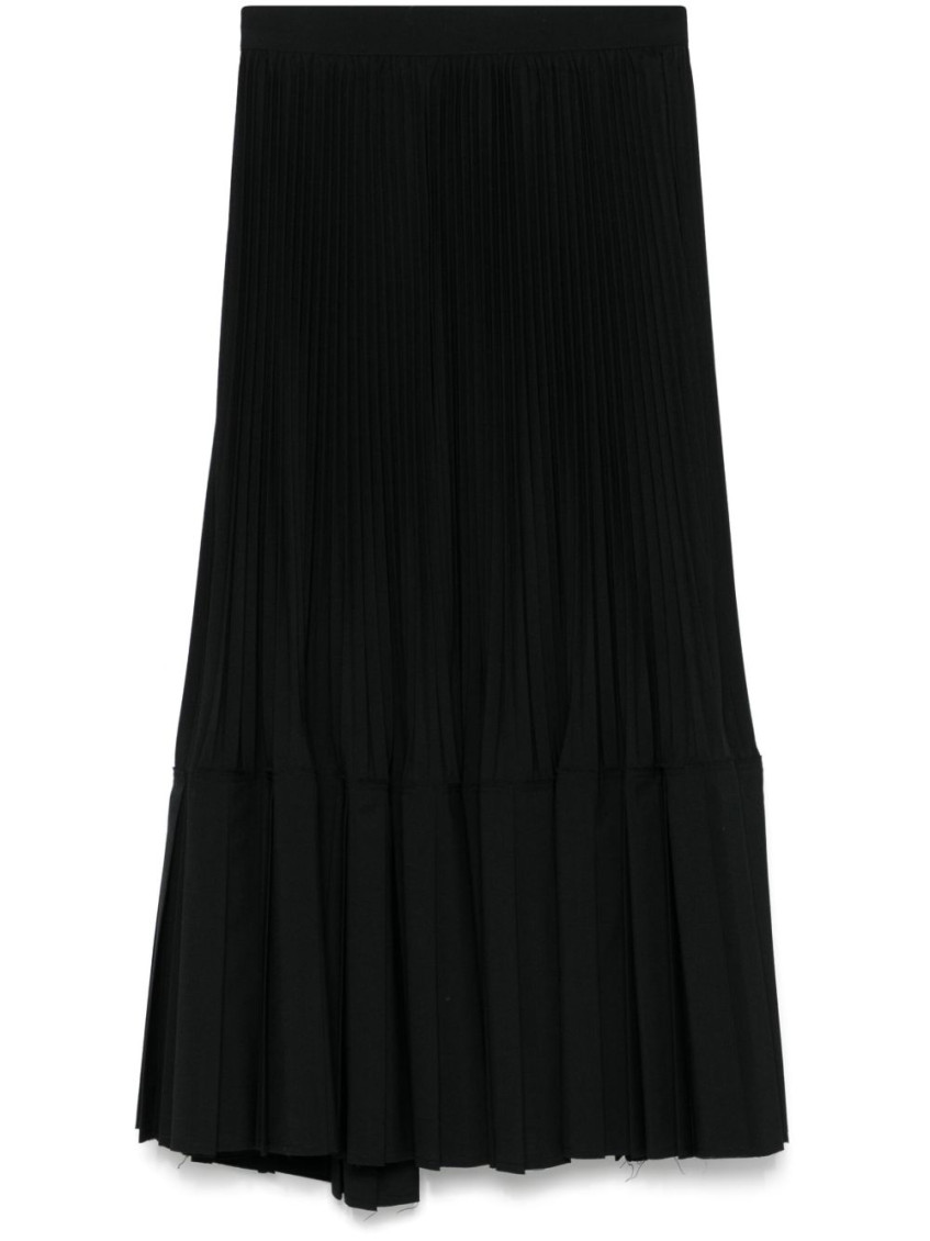 Black Pleated Midi Skirt