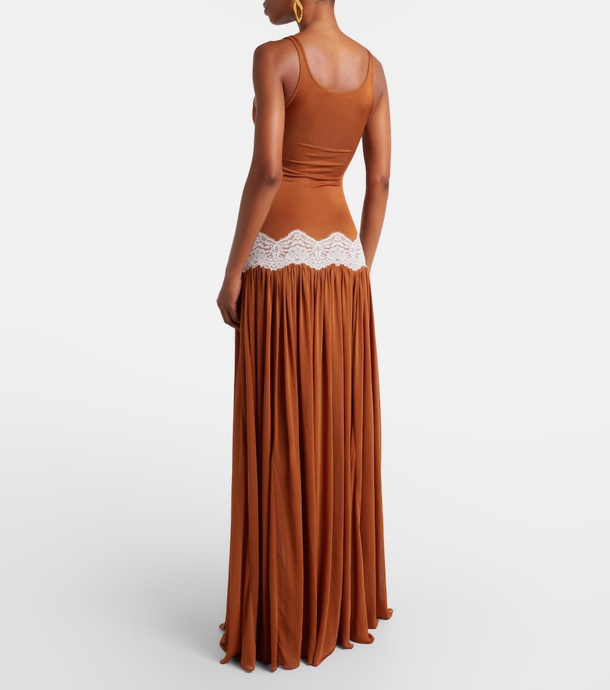 Cutout lace-trimmed gown