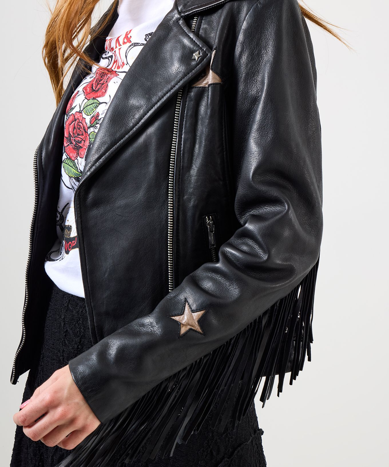 Joe Browns Statement Leather Biker Jacket In Black