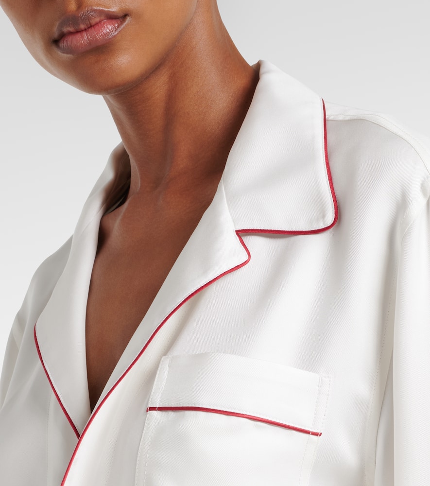 Silk twill pajama shirt