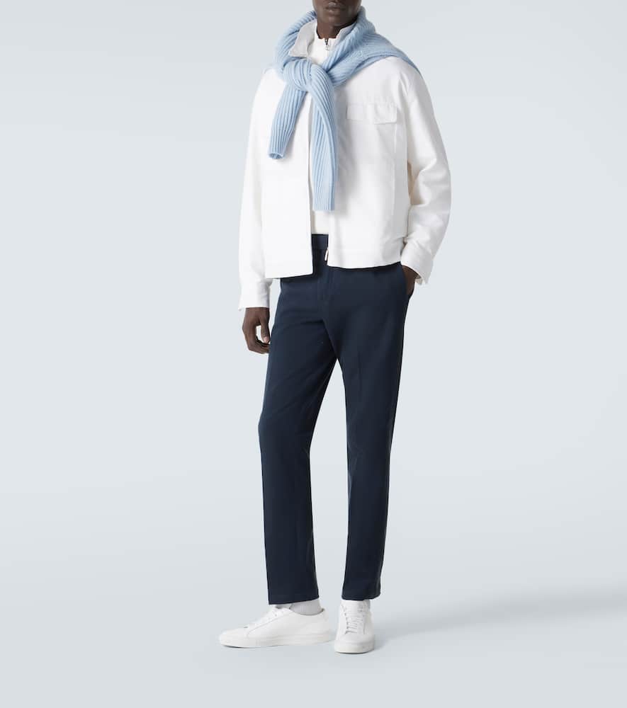 Cotton twill slim pants