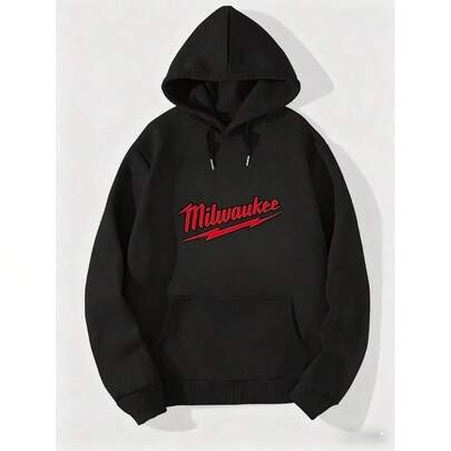 Mens Graphic Oversized Hoodies Sweatshirts Black White Options Casual Clothes Fall Fashion 2025 Pullover Sweaters Winter Clothes Milwaukee Logo Printe