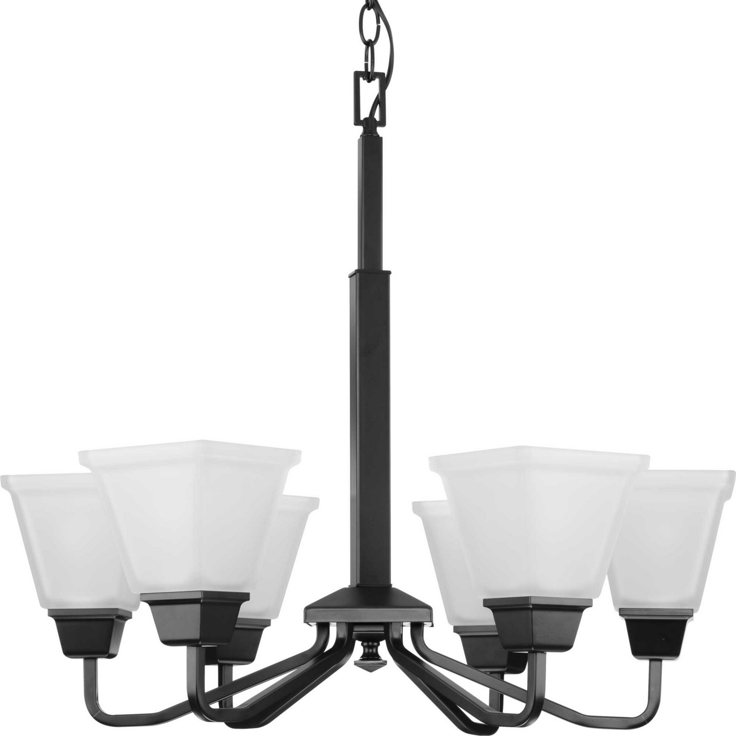 Matte Black Six Light Chandelier from the Clifton Heights Collection