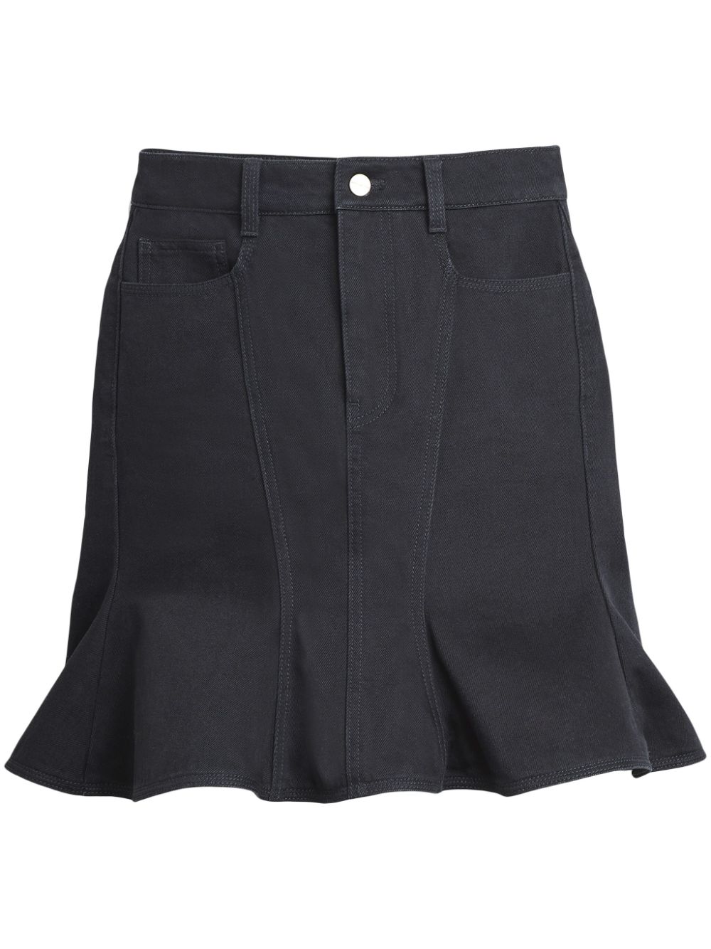High-waisted fluted cotton skirt - Black