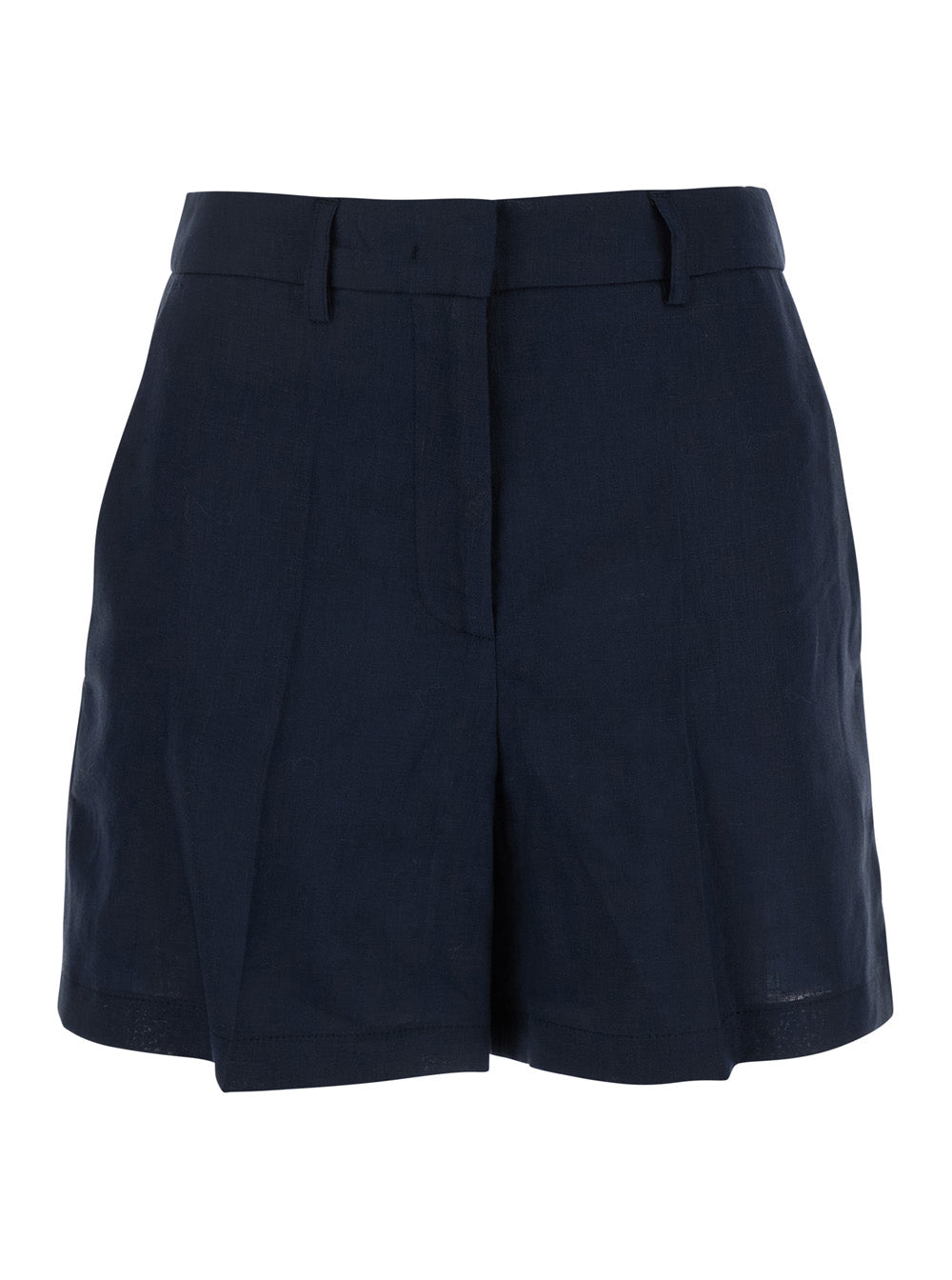 Tailored Linen Shorts — Navy