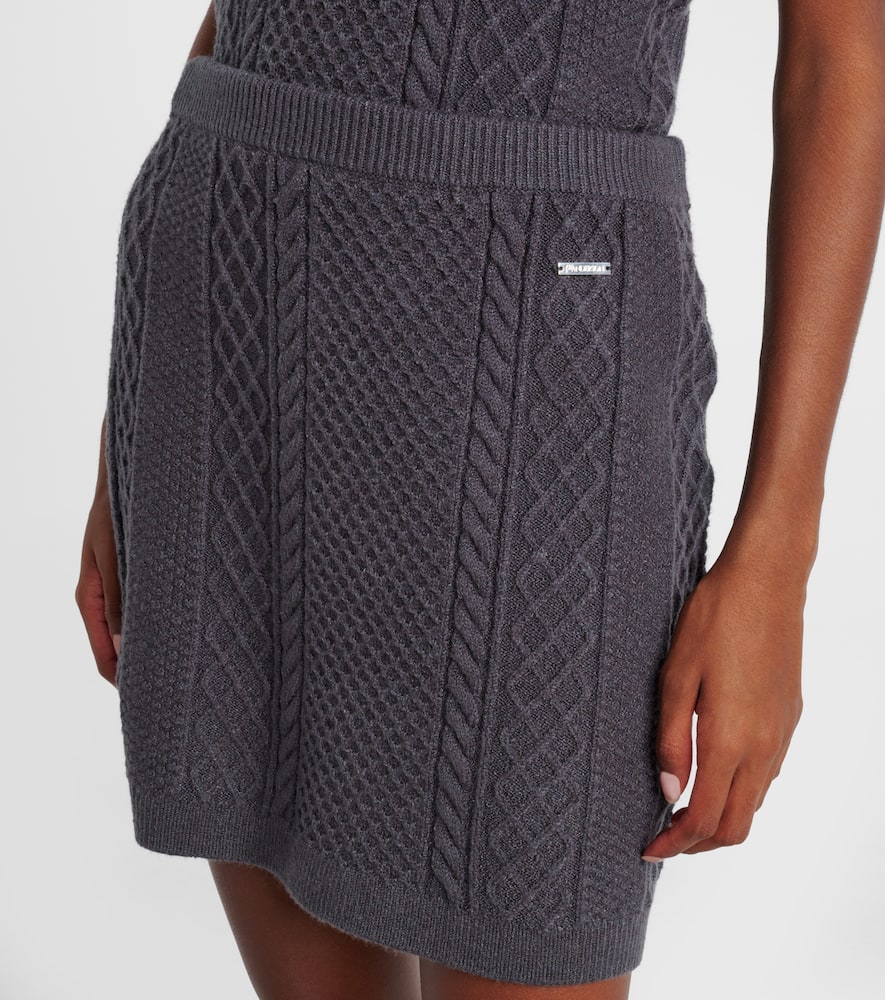 Cable-knit wool and cotton-blend miniskirt