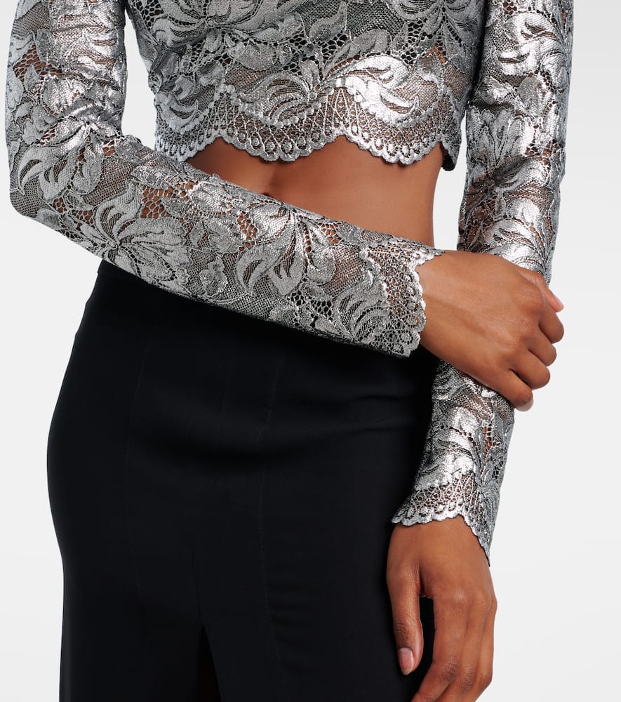Floral cropped lace top
