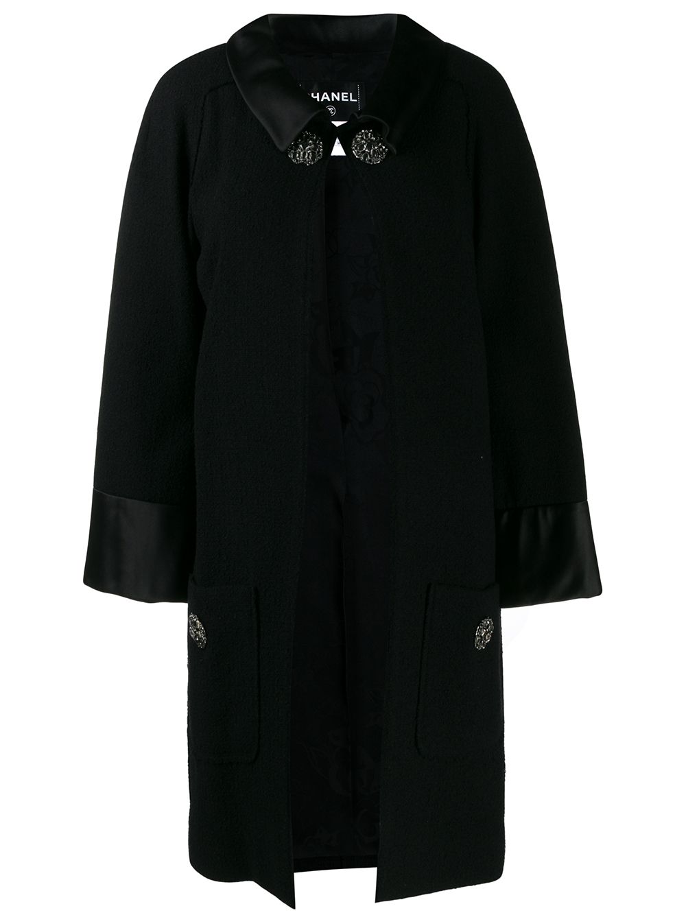 Buttoned collared midi coat - Black