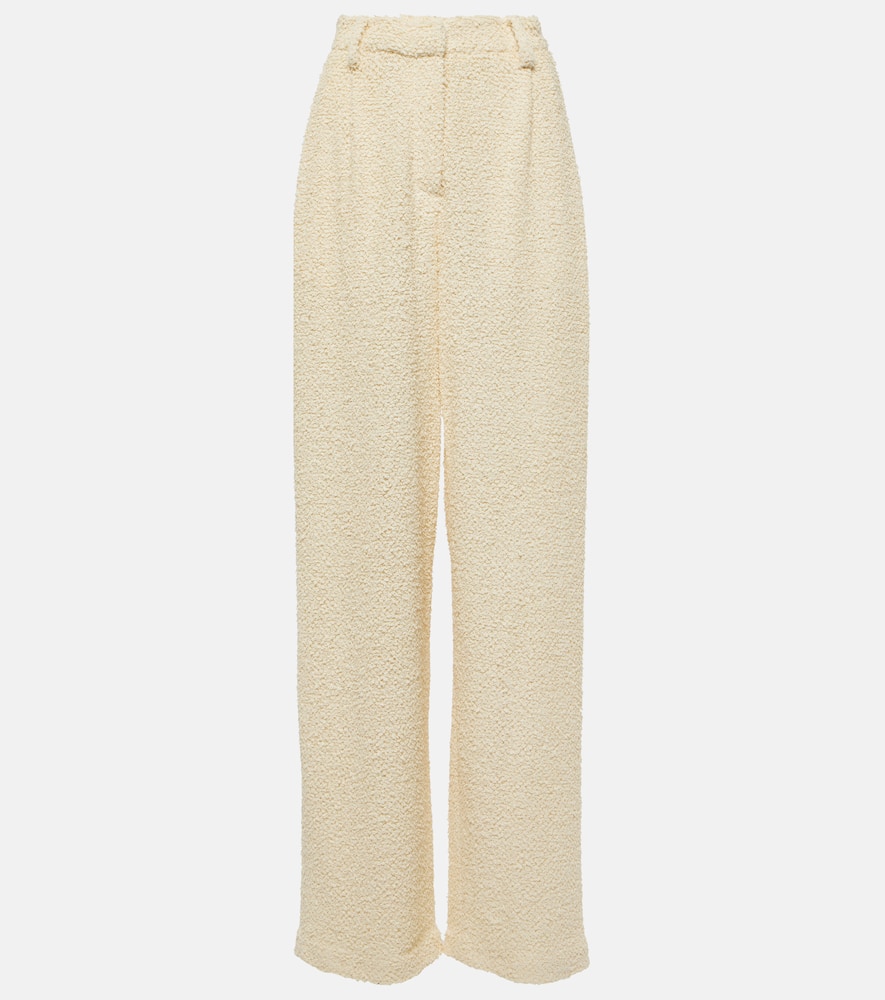 High-rise bouclé wide-leg pants