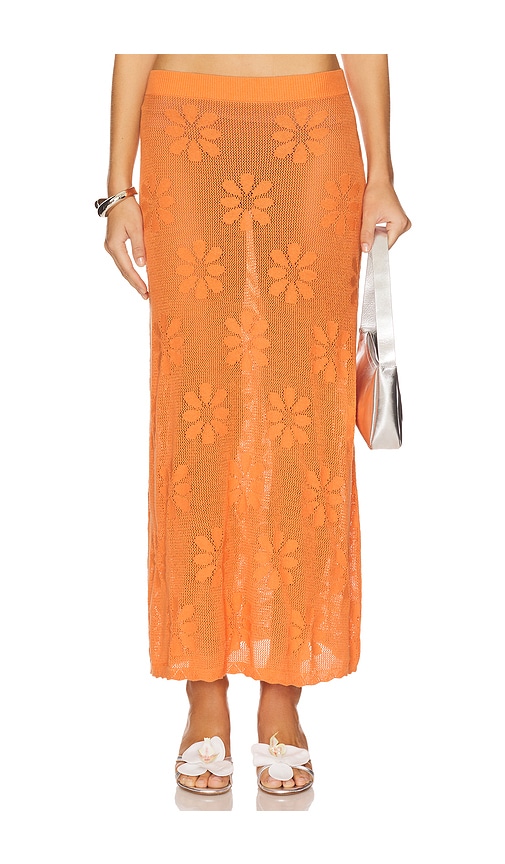 ASTA RESORT Bruna Crochet Skirt in Orange.  XL. Also in L, M