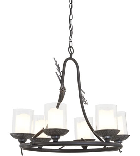 Ponderosa Ridge 6-Light Chandelier in Weathered Spruce with Silver Highlight