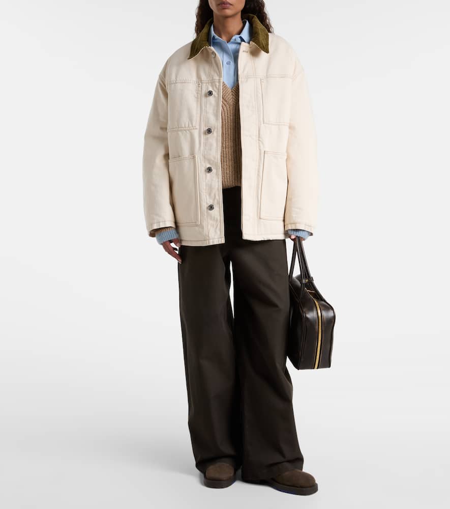 Corduroy-trimmed cotton twill field jacket