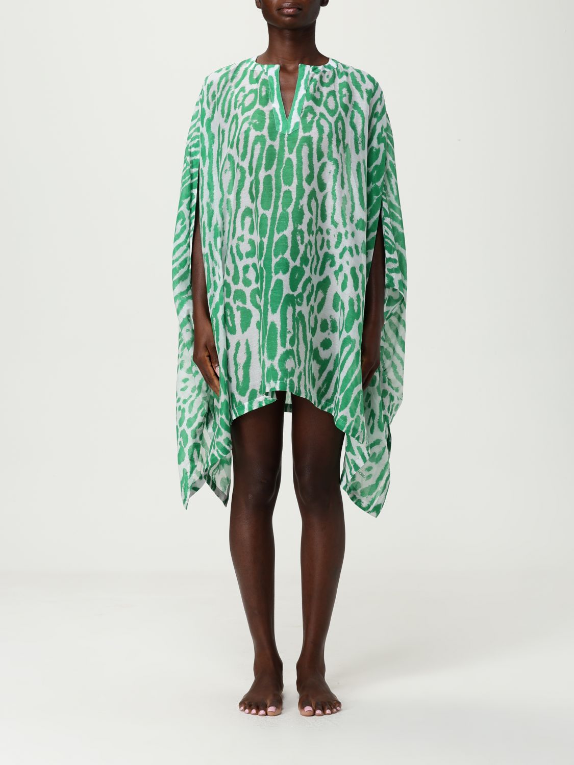 Leopard-print beach dress - Brown