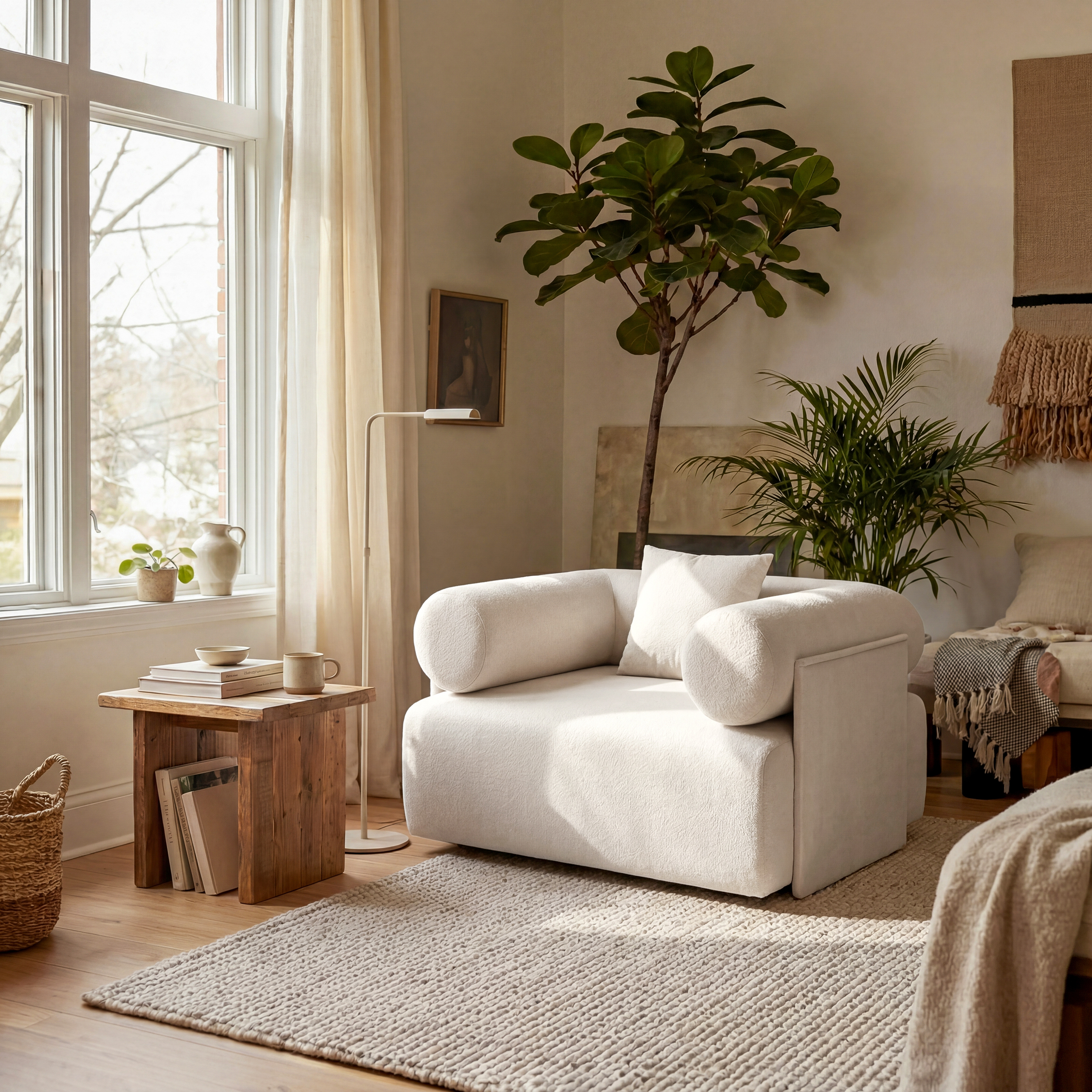 Serene Modern Rost Samt Lounge Akzentstuh
