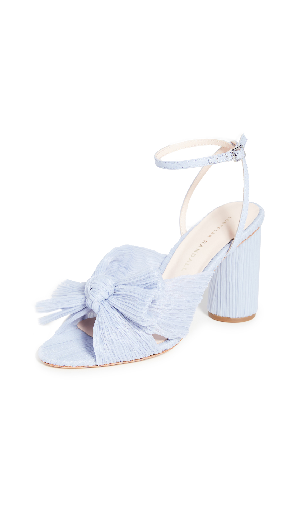 Camellia Pleated Bow Heel with Ankle Strap