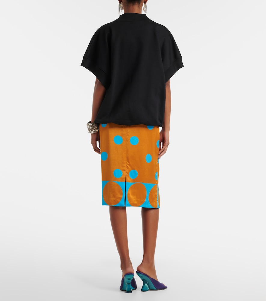 Polka-dot pencil skirt