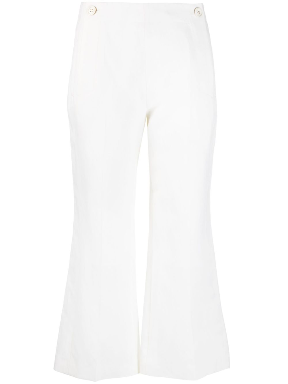 High-waisted cropped trousers - White