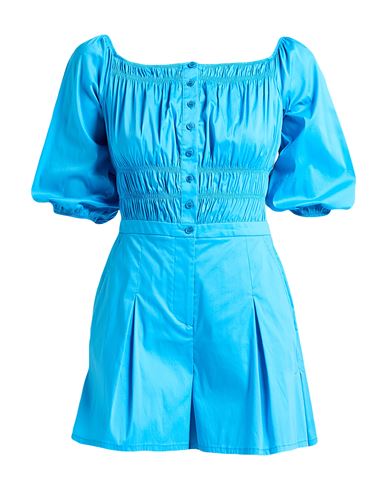 Woman Jumpsuit Azure Size 6 Cotton, Polyamide, Elastane
