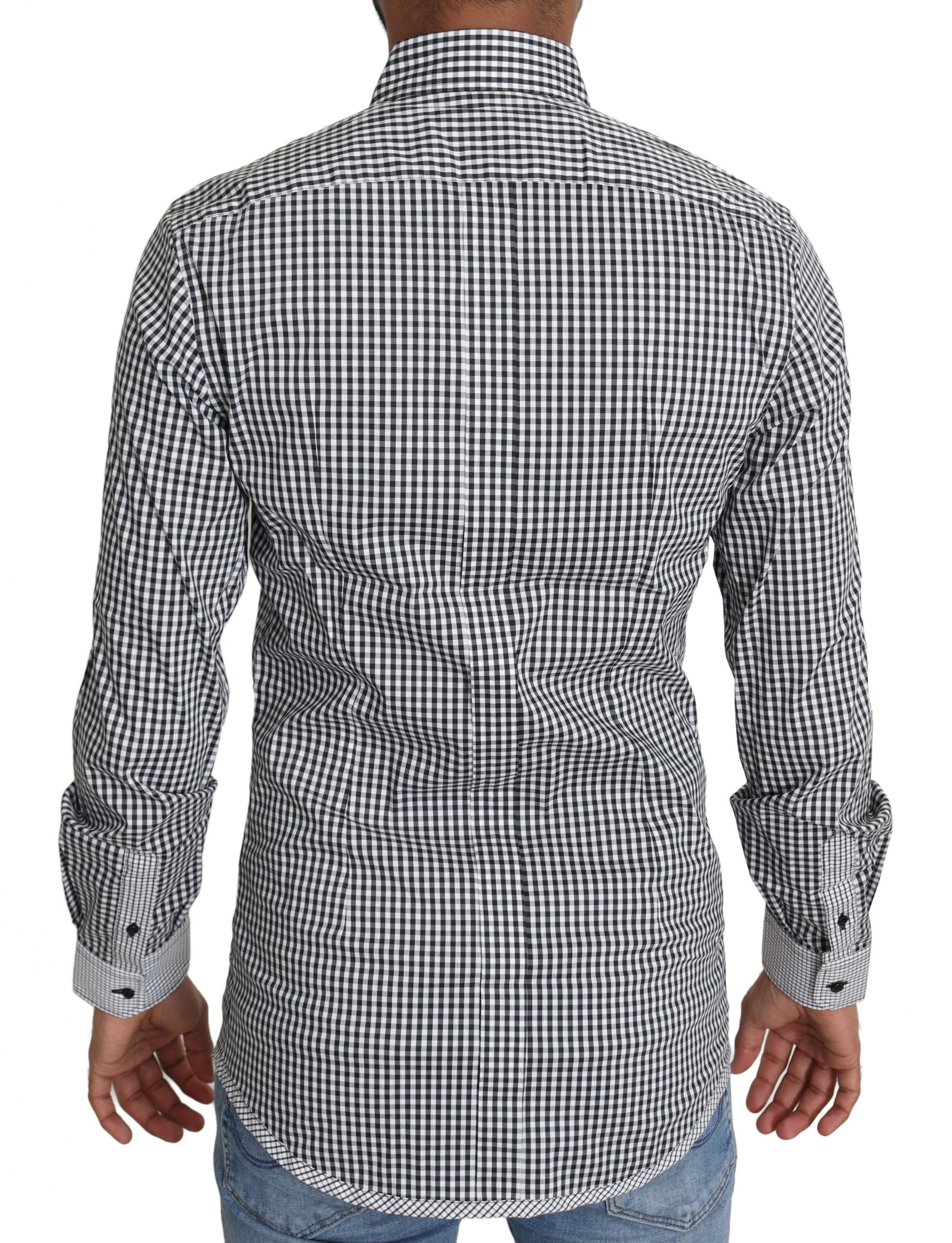 Black and White Checkered Shirt — Black