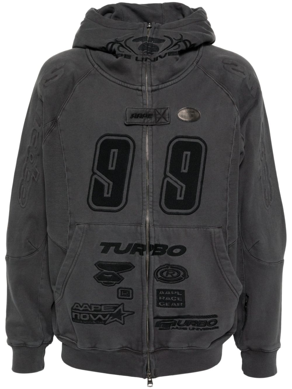 Motifs-embroidered hoodie - Black