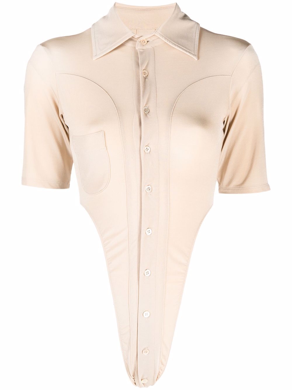 Cut out-detail button-up shirt - Neutrals
