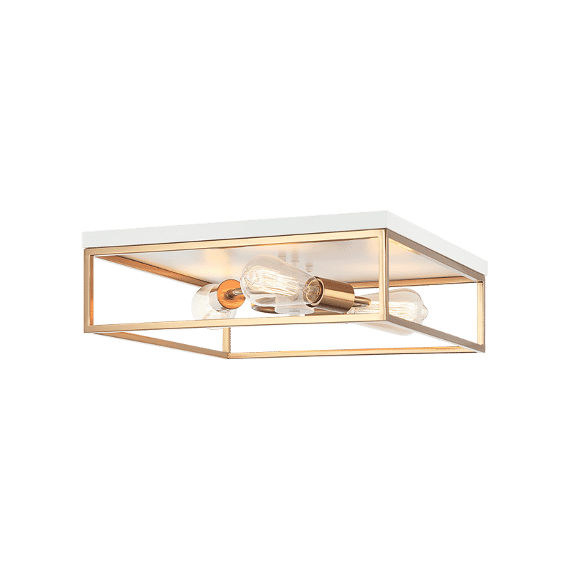 Matteo Clarke 3-Light Ceiling Light In White With Aged Gold Bra
