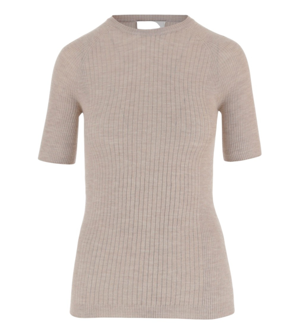 Beige Crew Neck Slim Fit T-Shirt