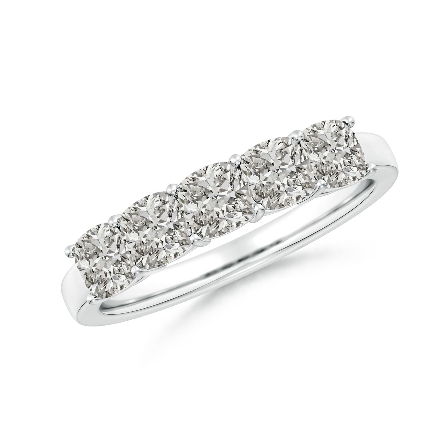 Angara 1.8 Carats Prong-Set Cushion Diamond Five Stone Wedding Ring in 18K White Gold