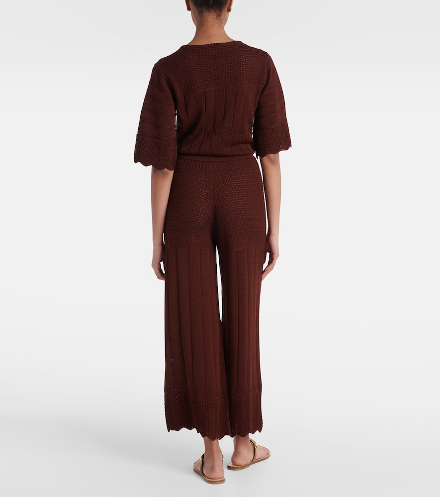 Récit open-knit cotton-blend wide-leg pants