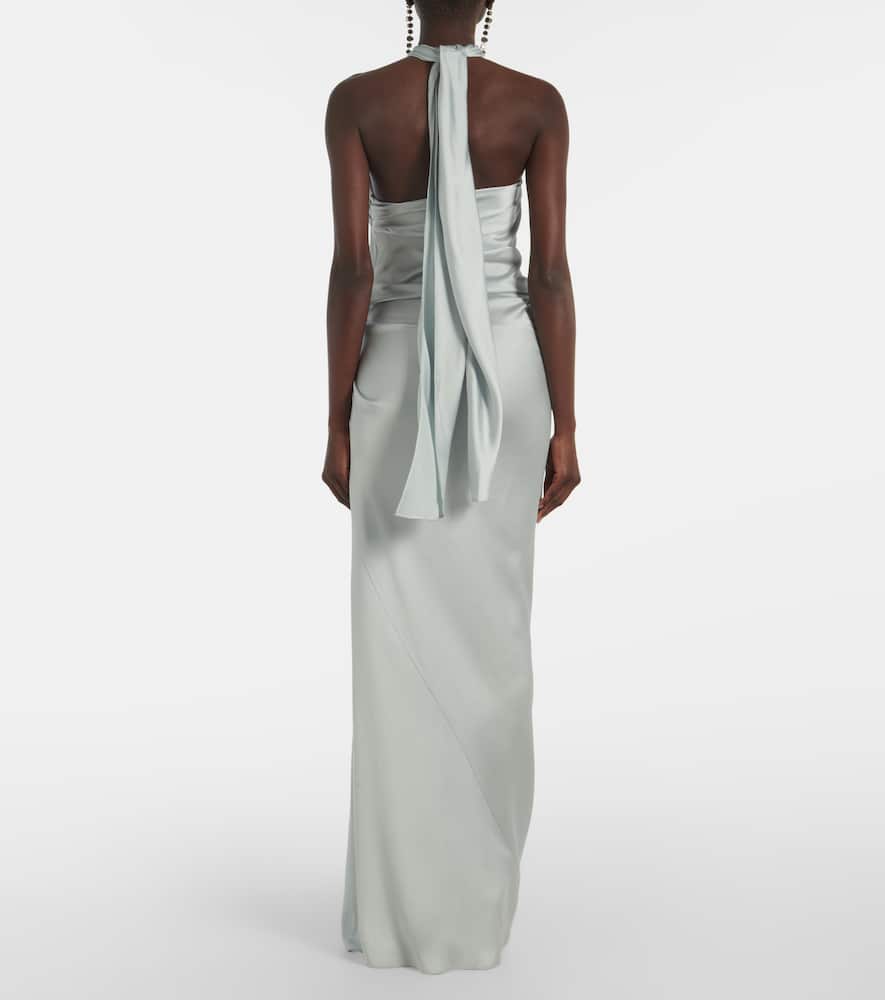 Draped satin maxi dress