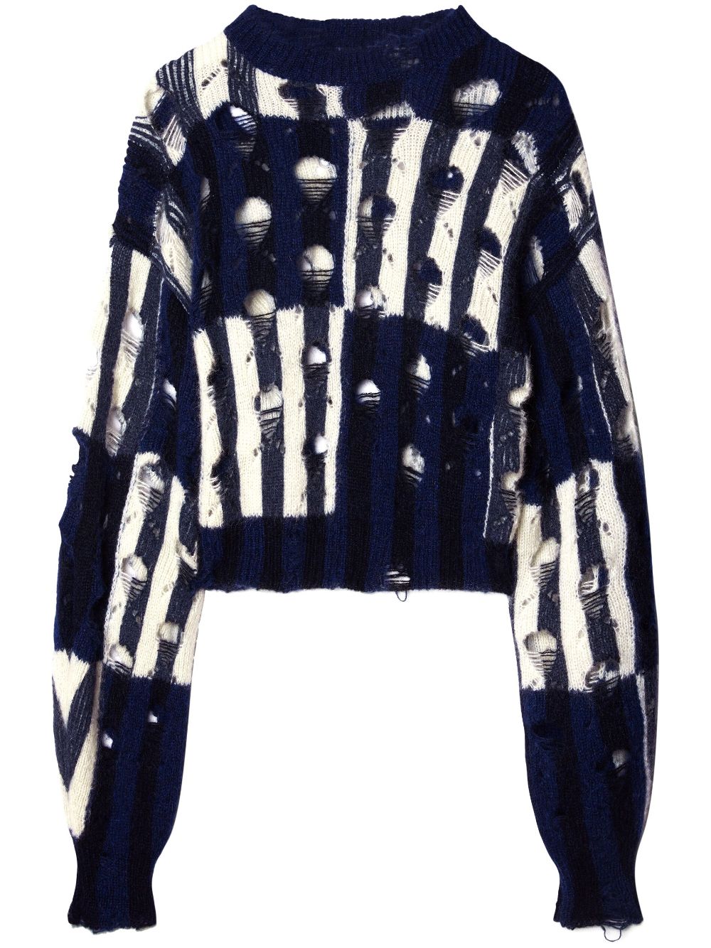 Shibori distressed knitted jumper - Blue