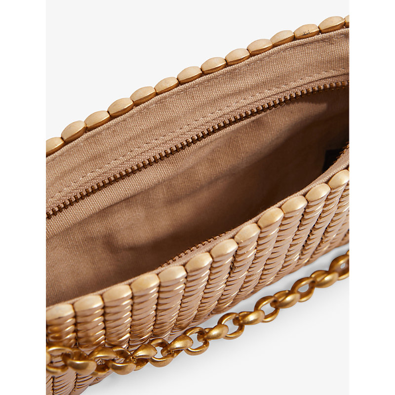 Womens Gold Bailey Bead-embellished Woven Shoulder bag 