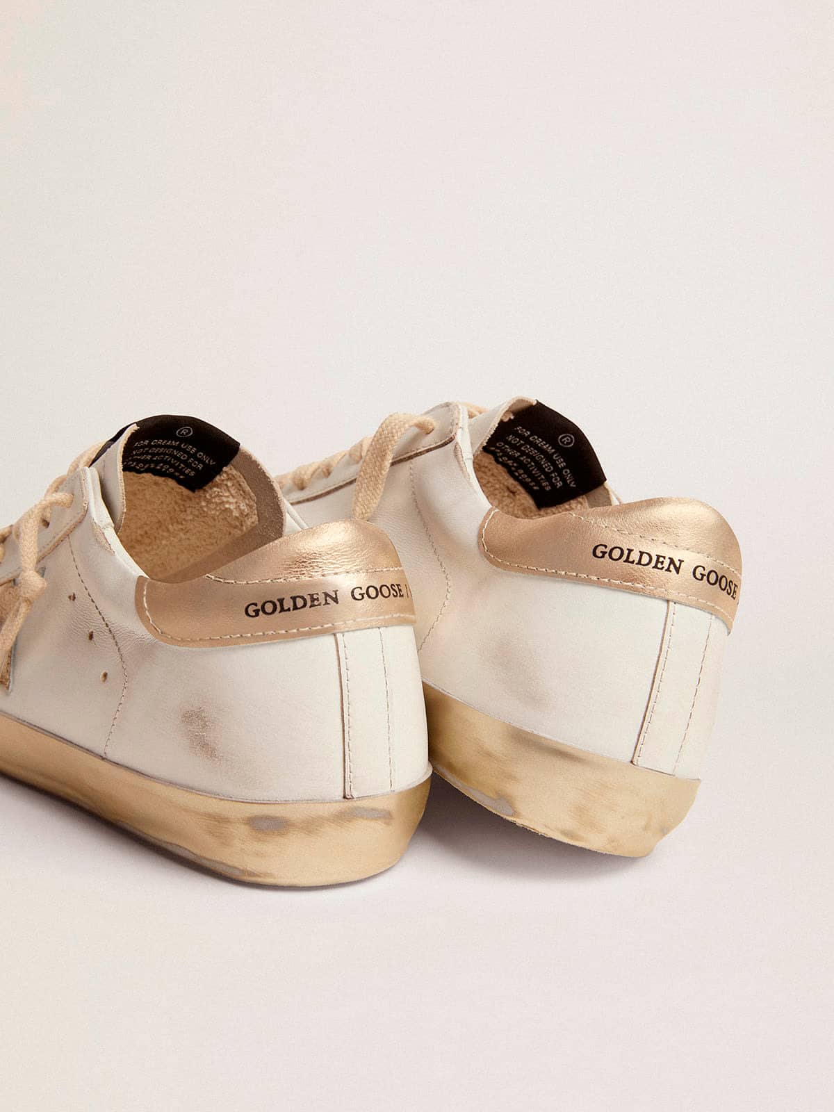 Golden Goose - Women's Super-star With Gold Sparkle Foxing And Metal Stud Lettering, Woman