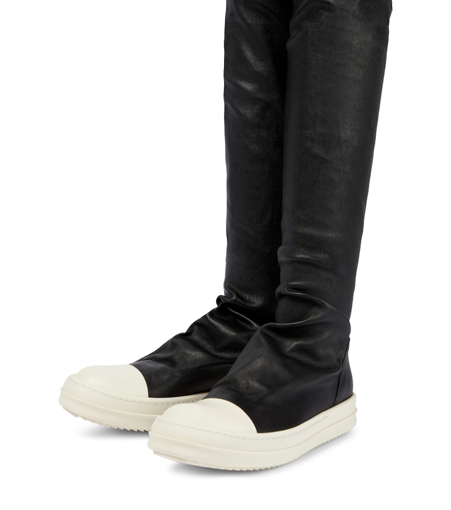 Stocking over-the-knee leather boots