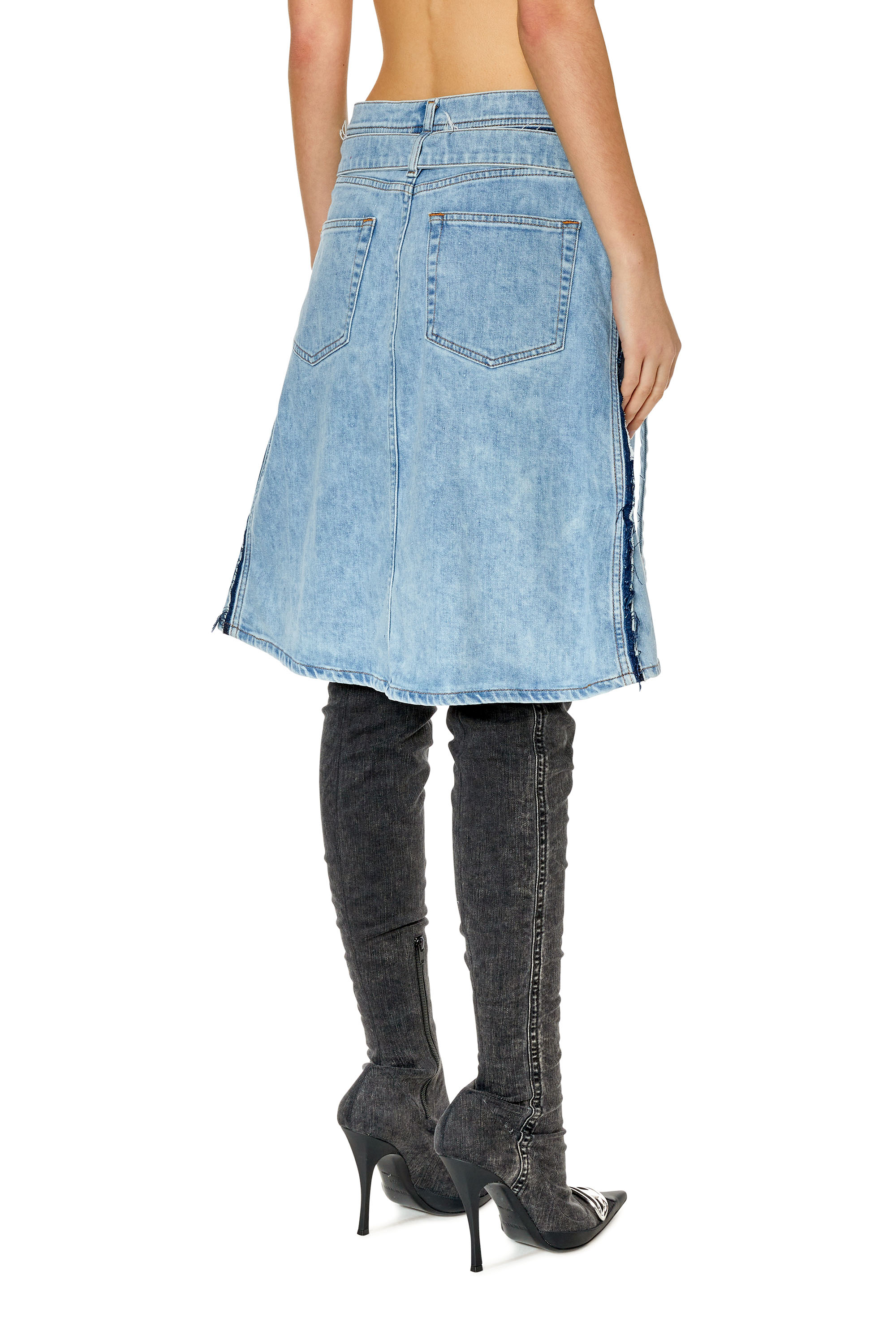 Asymmetric distressed denim skirt - Blue
