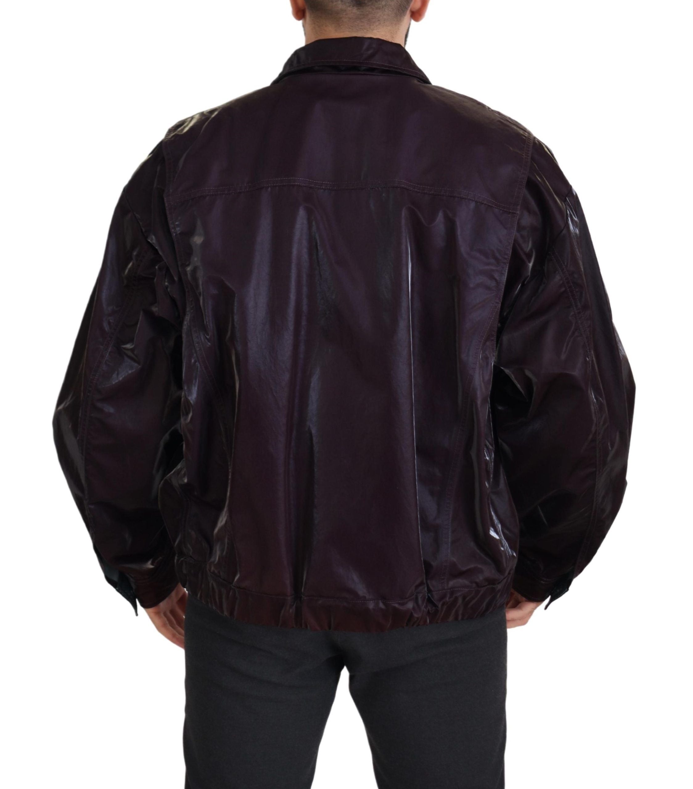 Nylon Collared Jacket — Burgundy