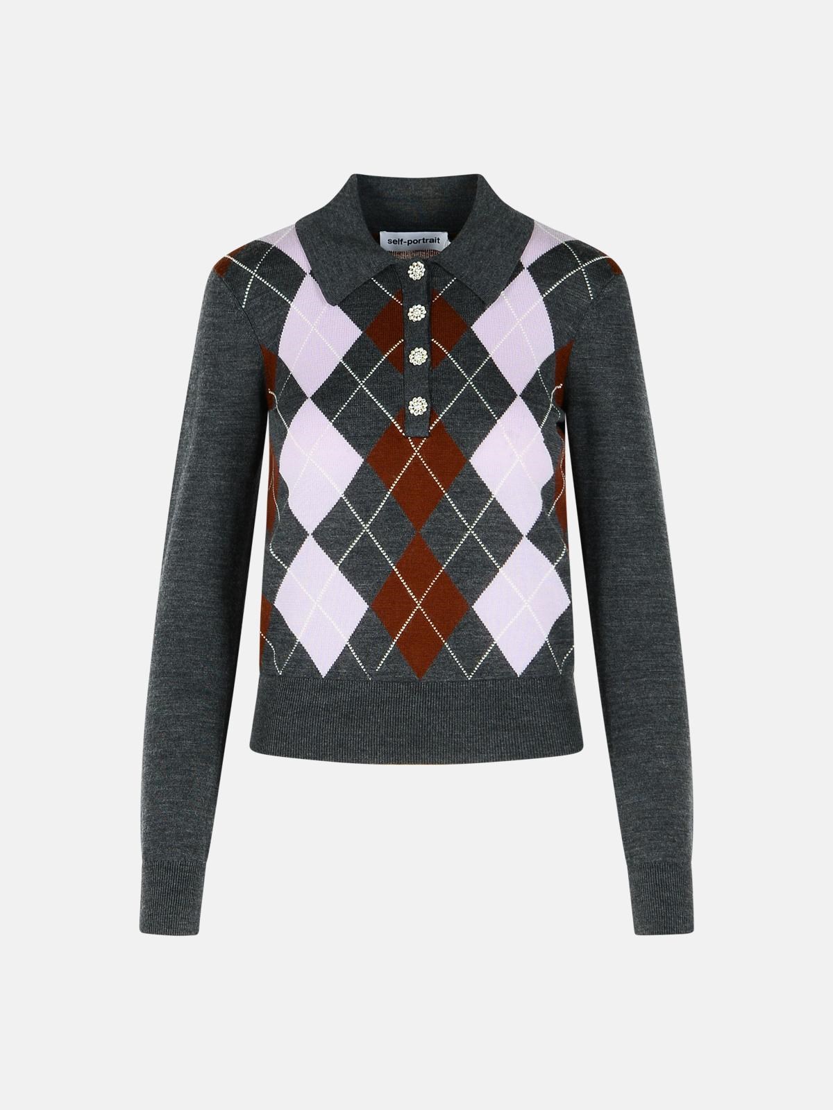 'Argyle' Grey Wool Sweater