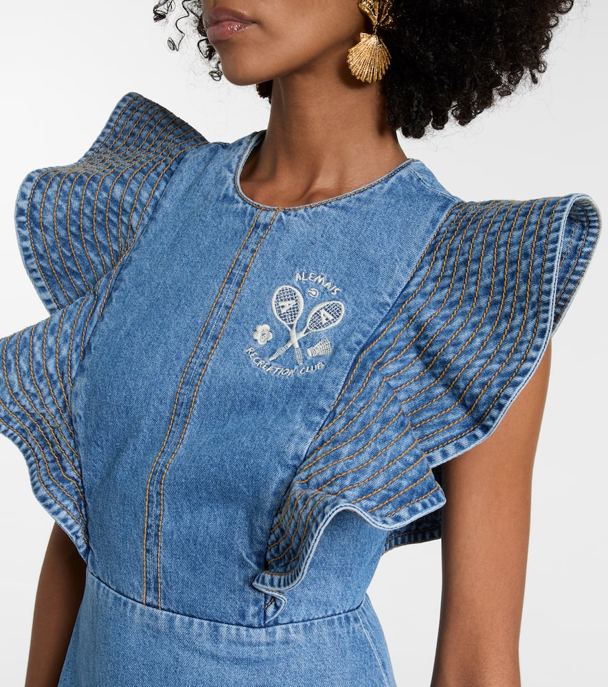Alémais Stephi ruffled denim maxi dress