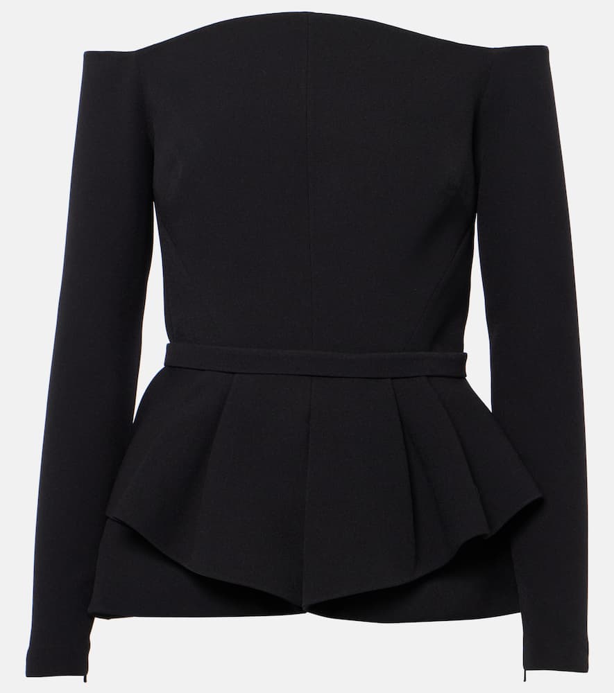 Brien off-shoulder crêpe peplum top
