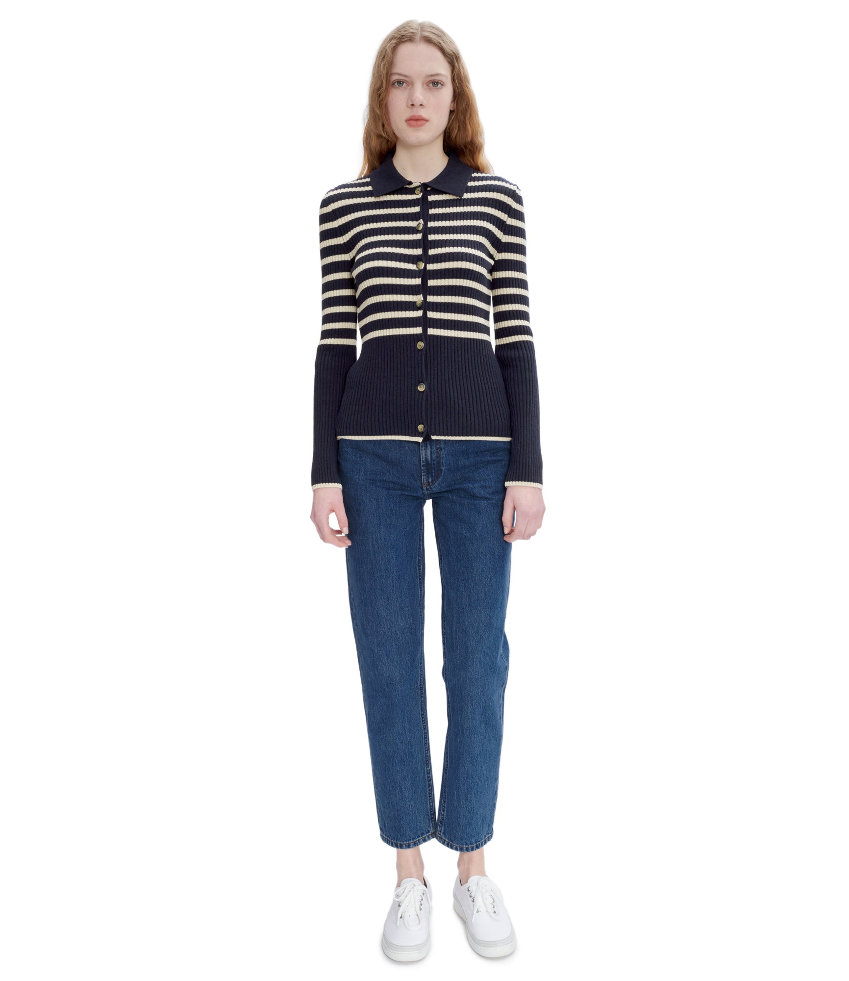 Mallory cardigan TIQ - Dark navy blue/ecru