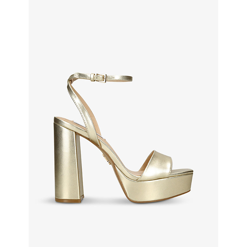 Womens Champagne Lessa Platform-heel Faux-leather Sandals
