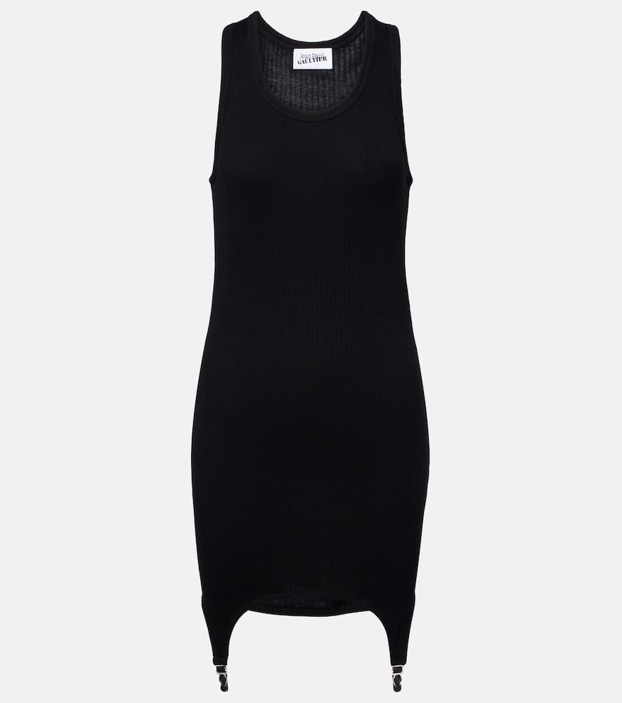 Ribbed-knit cotton jersey minidress