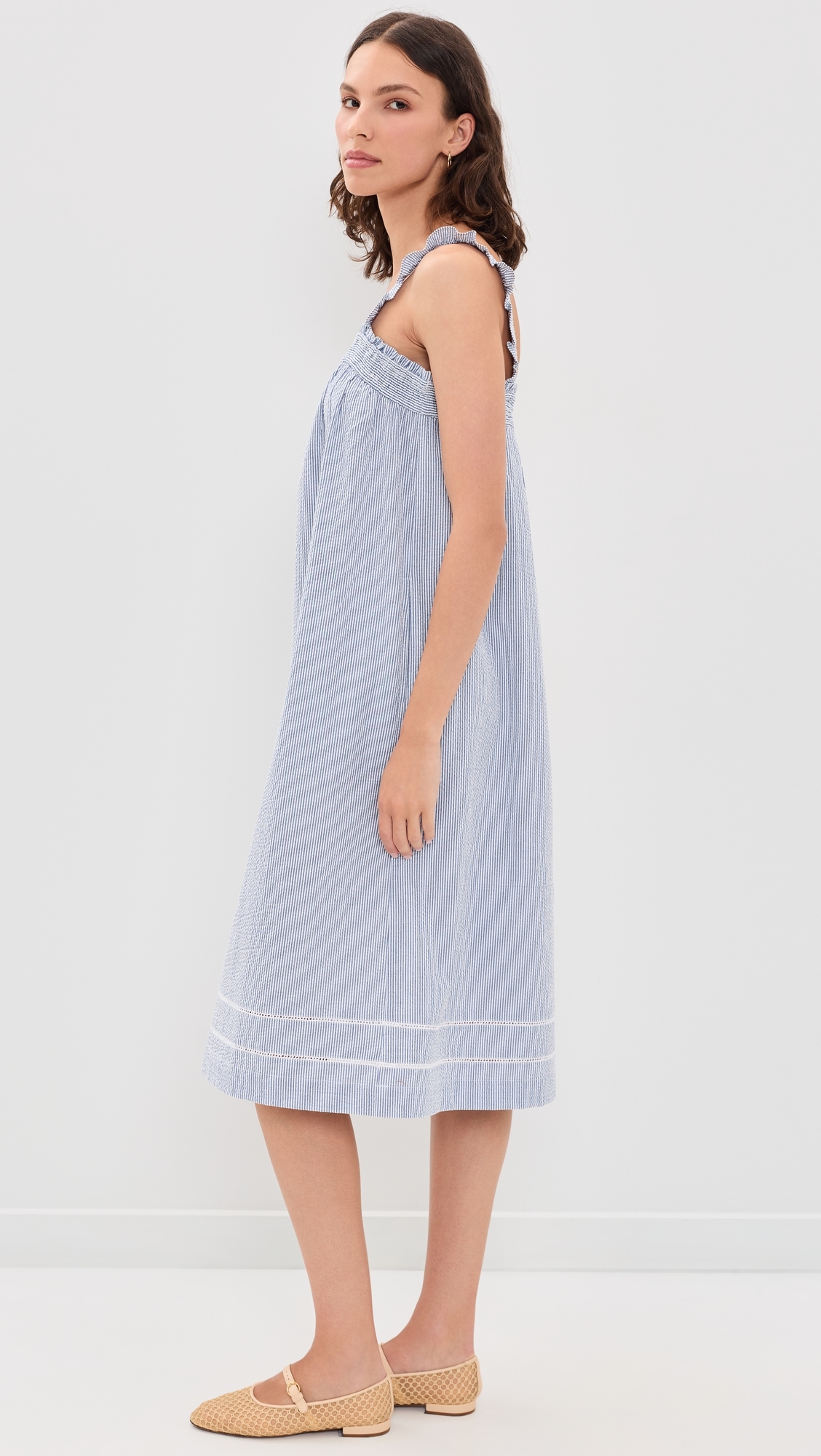 Felicity Dress Blue/White Seersucker