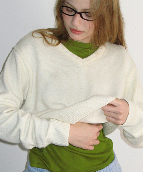 DAILY SOFT V NECK KNIT IVORY