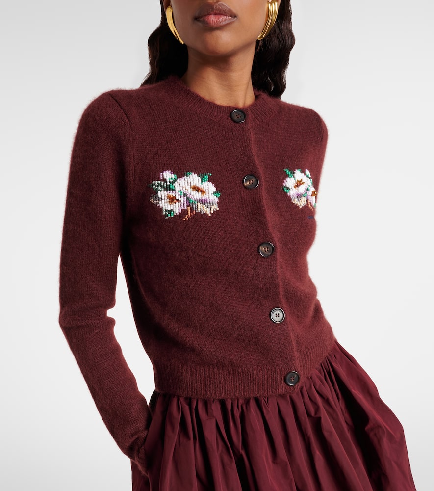 Beaded cashmere and cotton cardigan